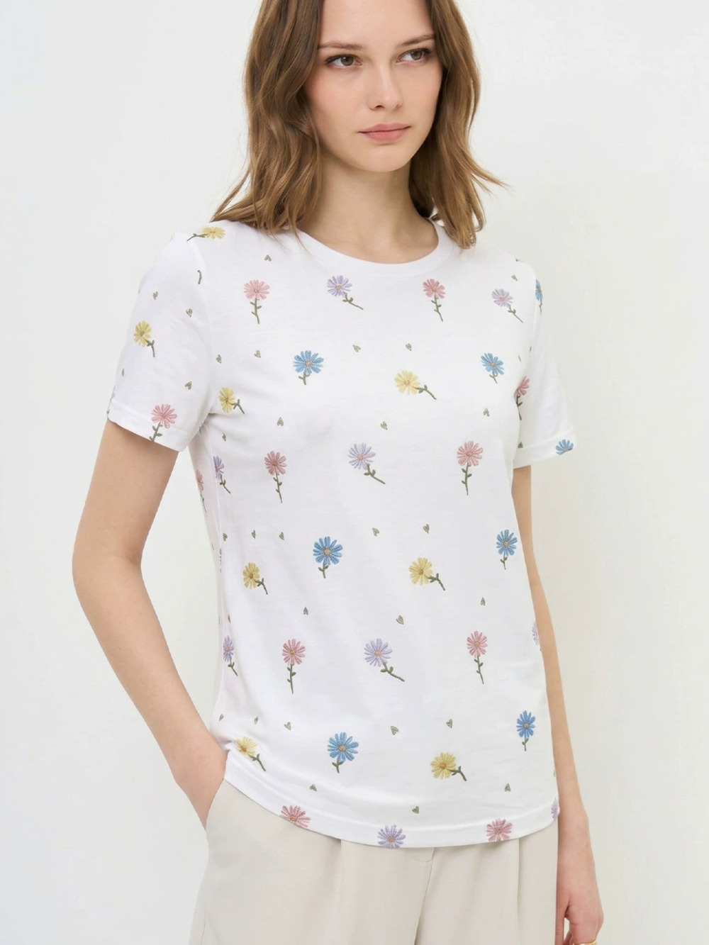 ZARA Russian Summer Printed Crew Neck Short Sleeve T Shirt
